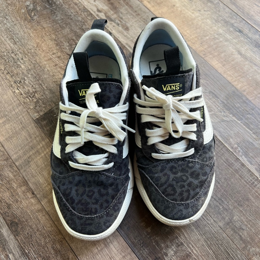 Vans Leopard Print Black and White Sneakers